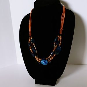 Multi-Strand Blue Agate Necklace